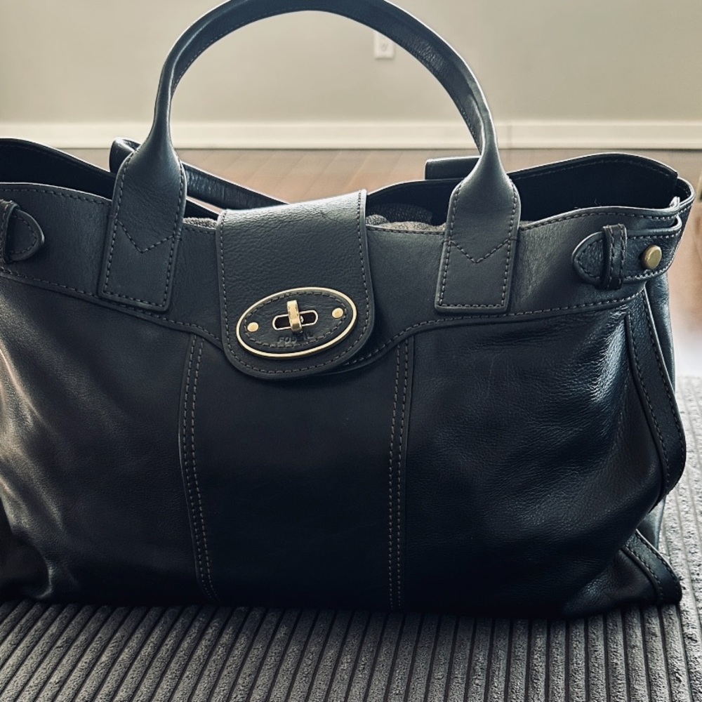 Fossil Vintage Reissu Black Leather Weekender - Picture 2 of 15